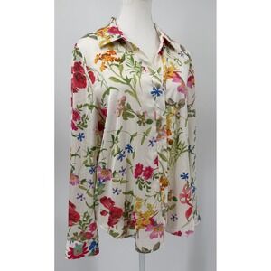 Maison d'Amelie Paris Floral Button Down Blouse White Multi Botanical Size M